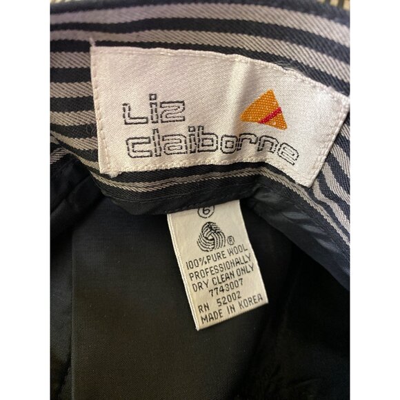 Vintage Liz Claiborne Grey Striped Wool Pants Suit Size 6 Eighties Work Office - Picture 6 of 13